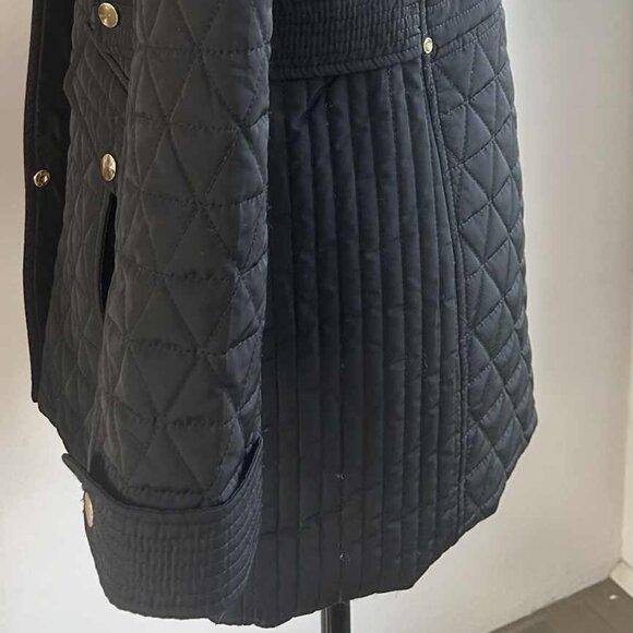 London Fog Black Quilted Field Jacket w/ Removable Hood and Gold Hardware – US S - Picture 11 of 15